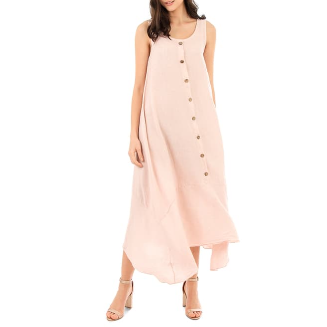 LIN PASSION Pink Round Neck Maxi Dress