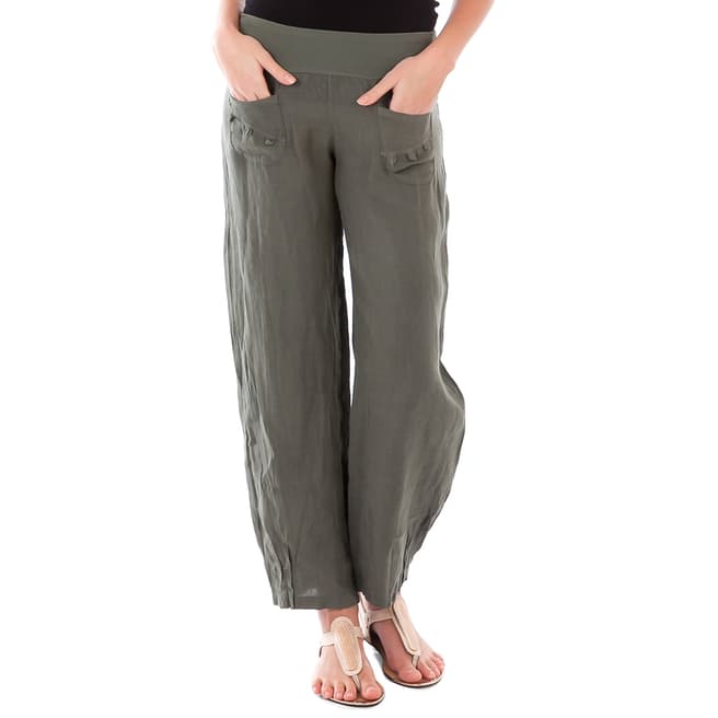 LIN PASSION Long pants, elastic band waist, 2 front pockets, slightly tightened at the bottom of the pants