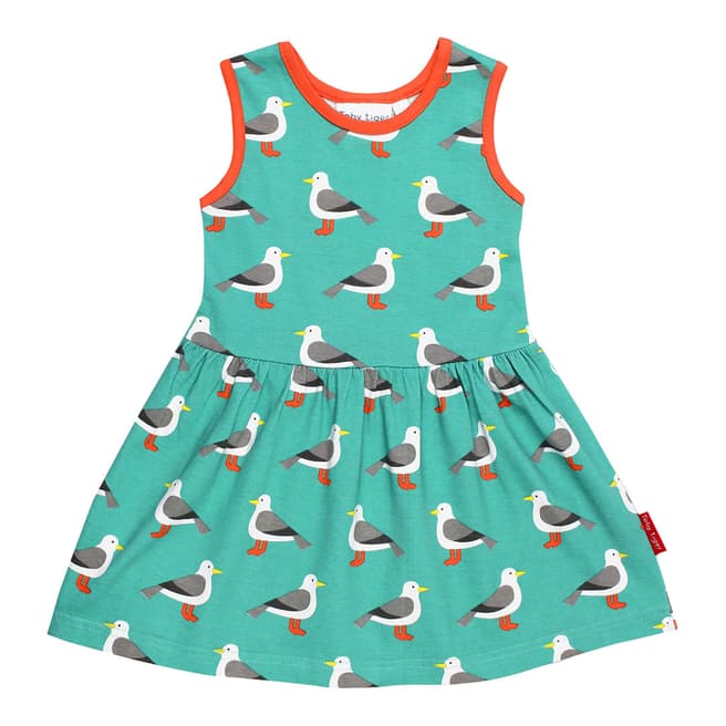Toby Tiger Teal Seagull Print Summer Dress