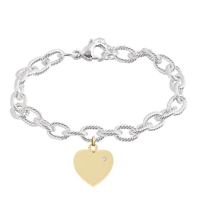 Chloe Collection by Liv Oliver 18K Gold Plated & Silver Plated Heart Charm Bracelet