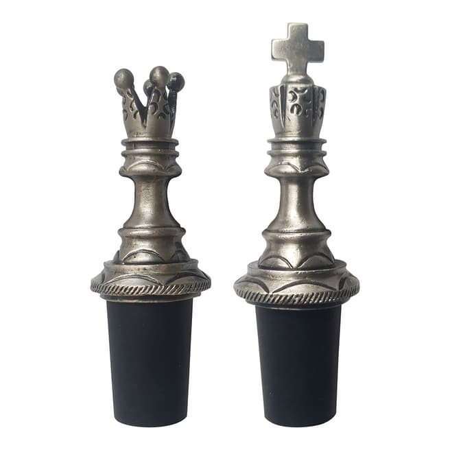 Original Product Set of 2 Mixology King and Queen Pewter Chess Stoppers