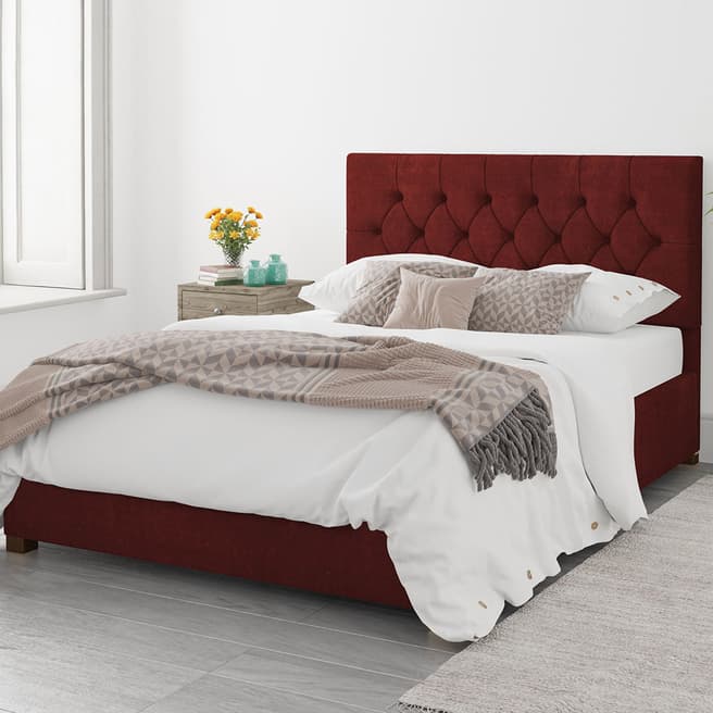 Aspire Furniture Single Luxury Linen Ottoman Bed, Bordeaux