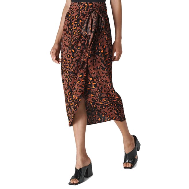 WHISTLES Multi Brushed Leopard Sarong Skirt