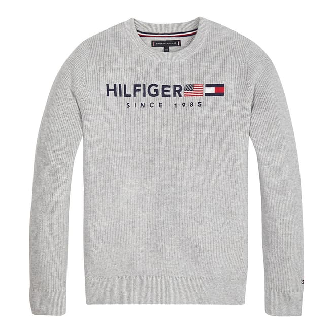 Tommy Hilfiger Boy's Grey Hilfiger Flag Sweater