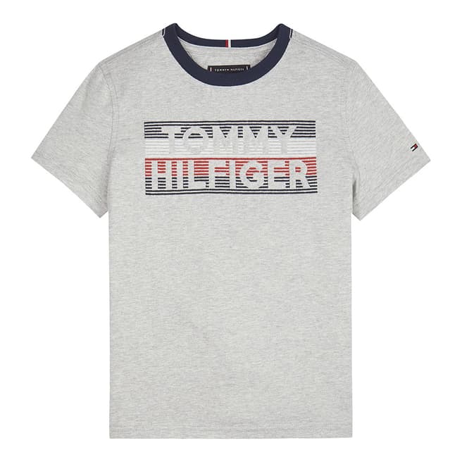 Tommy Hilfiger Boy's Grey Logo Embroidered Tee