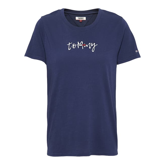 Tommy Hilfiger Navy Flag Logo Cotton T-Shirt
