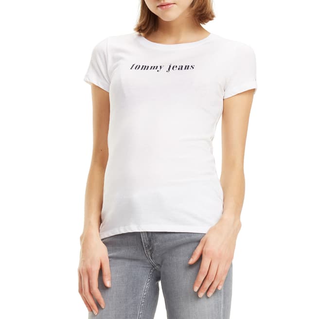 Tommy Hilfiger White Logo Classic Cotton Blend T-Shirt
