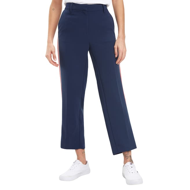 Tommy Hilfiger Navy Side Stripe Cropped Trousers