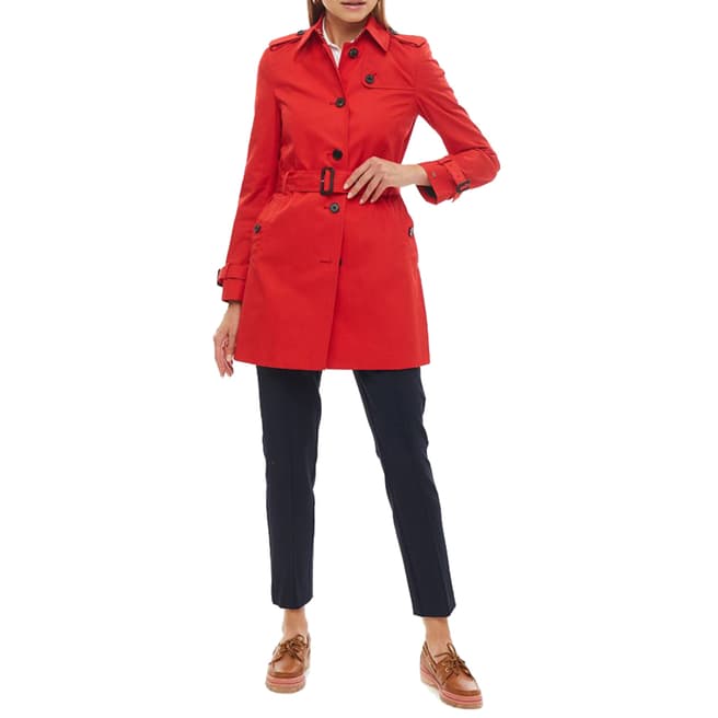 Tommy Hilfiger Red Belted Cotton Trench Coat