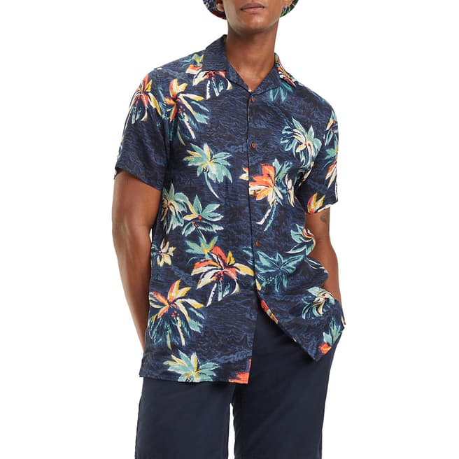 Tommy Hilfiger Indigo Hawaiian Print Short Sleeve Shirt