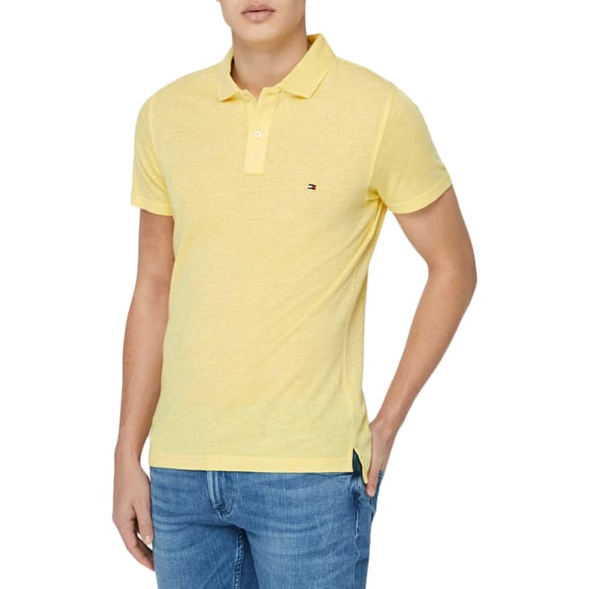 Tommy Hilfiger Yellow Linen Blend Slim Polo Shirt