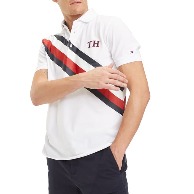 Tommy Hilfiger White Icon Stripe Regular Polo Shirt
