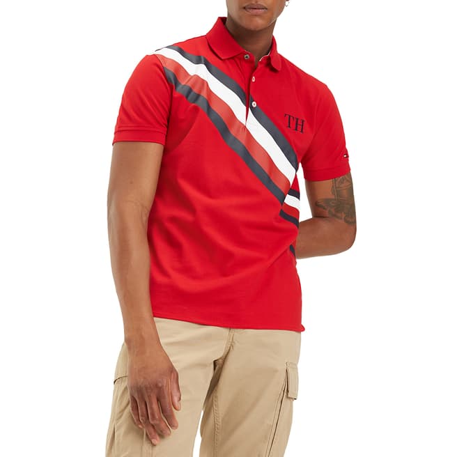 Tommy Hilfiger Red Icon Stripe Regular Polo Shirt
