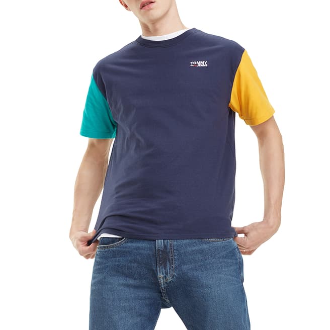 Tommy Hilfiger Navy Multi Colourblock T-Shirt