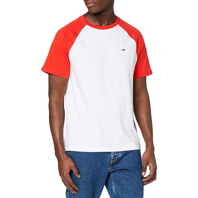 Tommy Hilfiger Red Contrast Sleeve T-Shirt