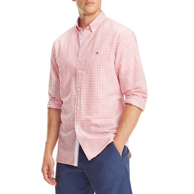 Tommy Hilfiger Pink Gingham Linen Blend Shirt