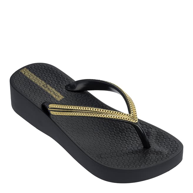 Ipanema Black Gold Mesh Wedge 21 Sandals