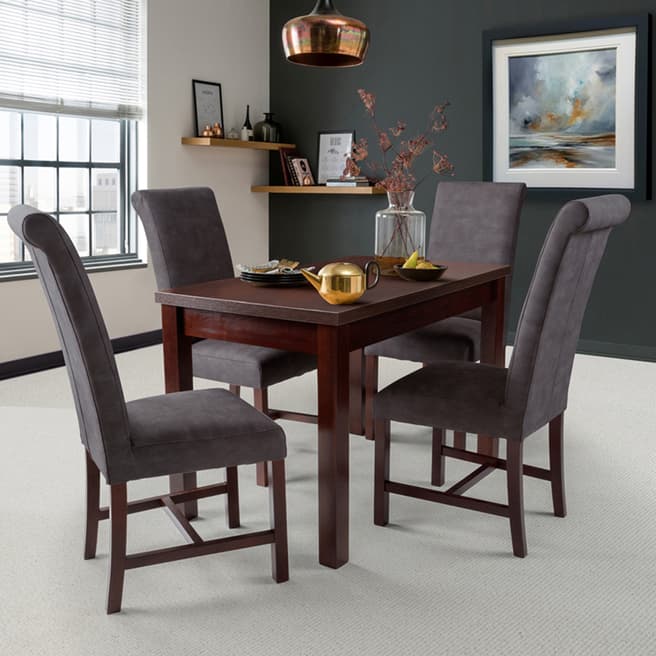 The Great Chair Company Set of 4 Ross Elephant Dining Chairs & Small Dining Table