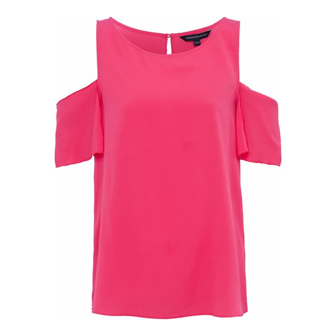 French Connection Red Classic Crepe Light Cut-Out Shoulder Top