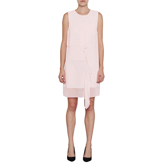 French Connection Pink James Sheer Fluted Front Dress