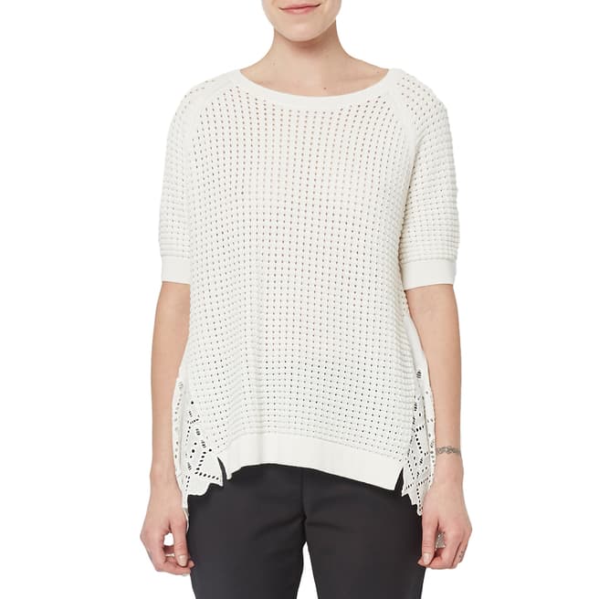 French Connection White Bea Broderie Jumper