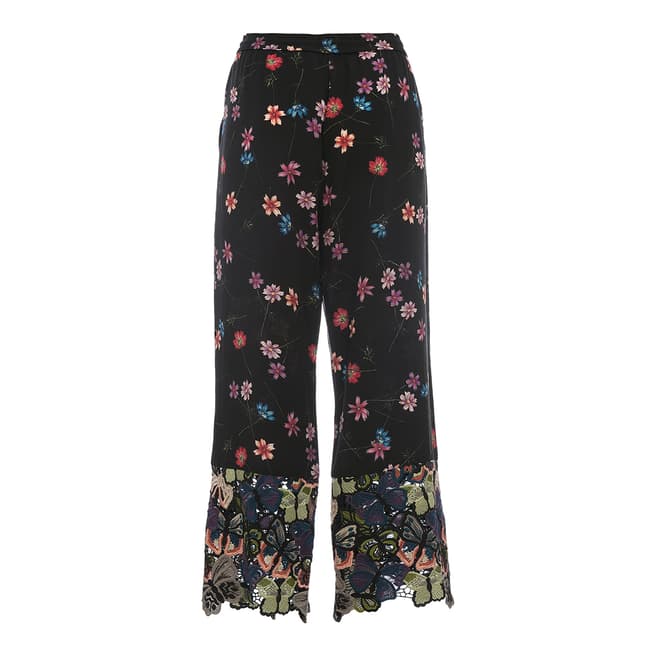 French Connection Black Botero Lace Mix Trouser
