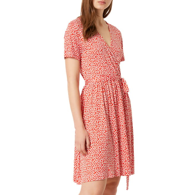 French Connection Red/White Elao Wrap Dress