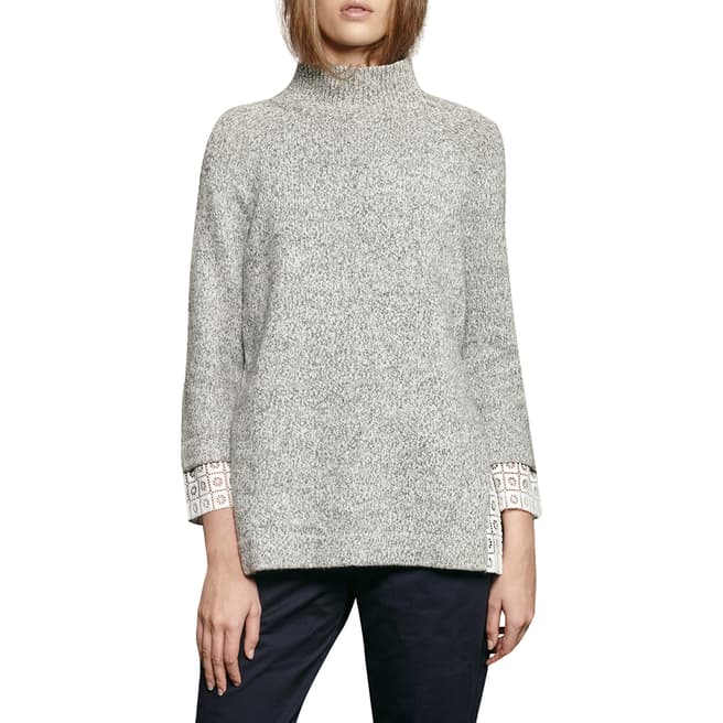 French Connection Grey/White Lola Lace Knit Jumper