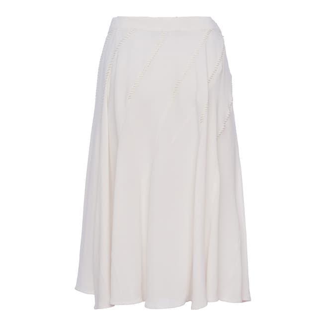 French Connection White Modern Kantha Drape Flared Skirt
