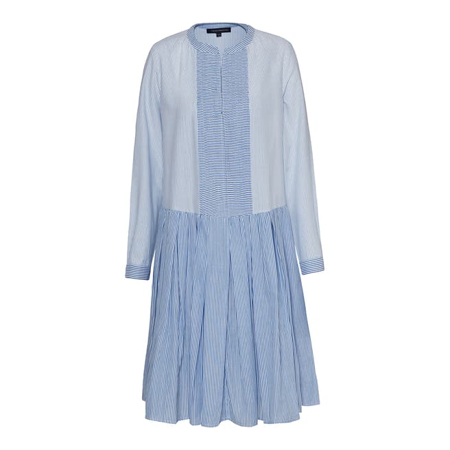French Connection Blue/White Nuru Schiffley Striped Dress