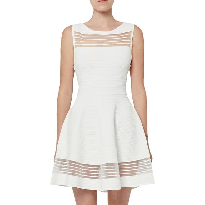 French Connection White Tobey Crepe Skater Dress