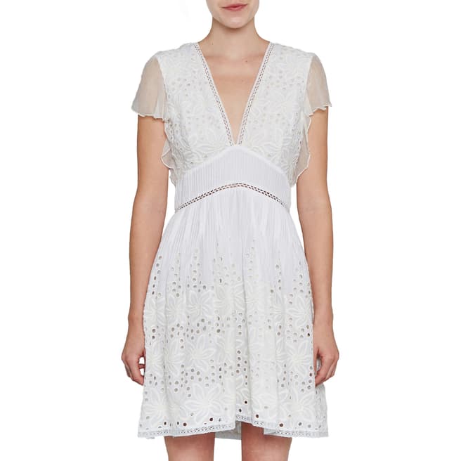 French Connection White Hesse Broderie Lace Maxi Dress