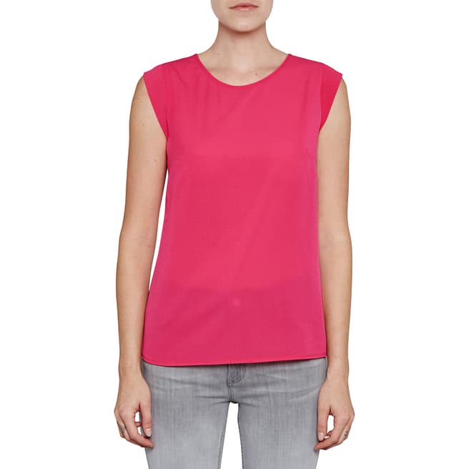 French Connection Red Crepe Light Cap Sleeve Top