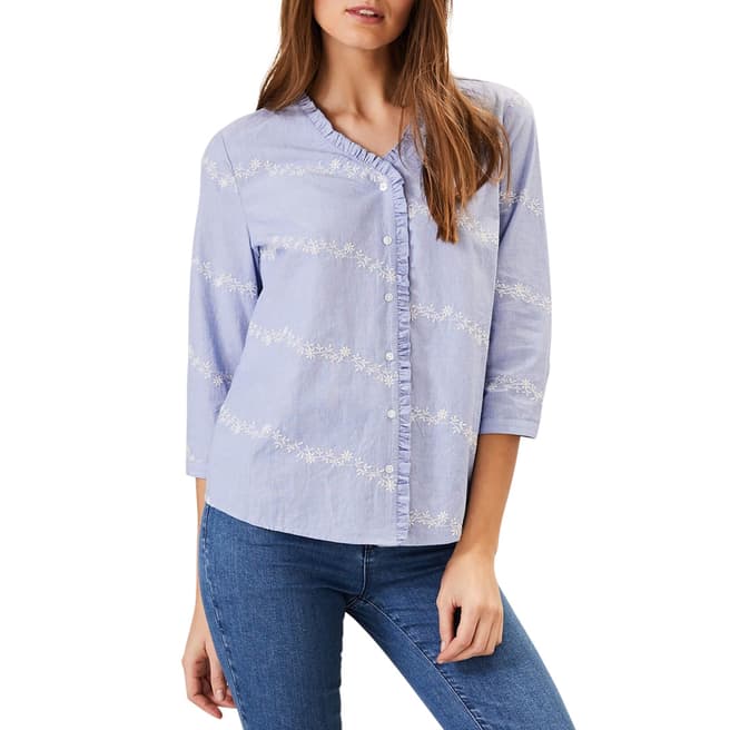 Phase Eight Blue Embroidered Daisy Shirt
