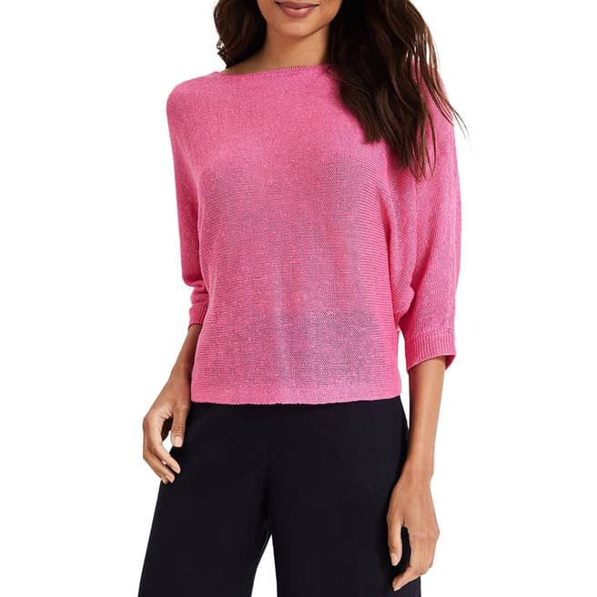 Phase Eight Pink Delmi Linen Batwing Top