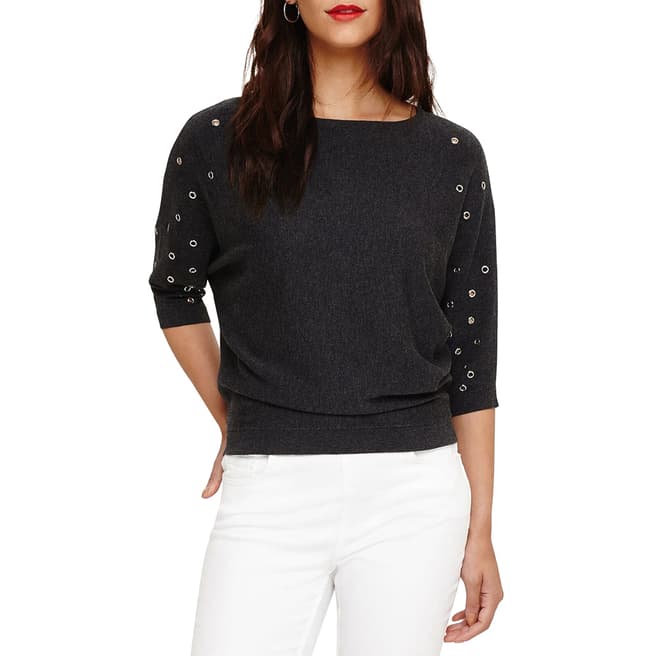 Phase Eight Charcoal Marl Eyelet Cristine Top