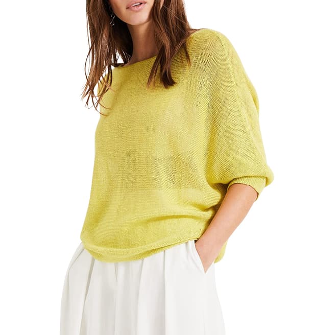 Phase Eight Yellow Delmi Linen Batwing Top