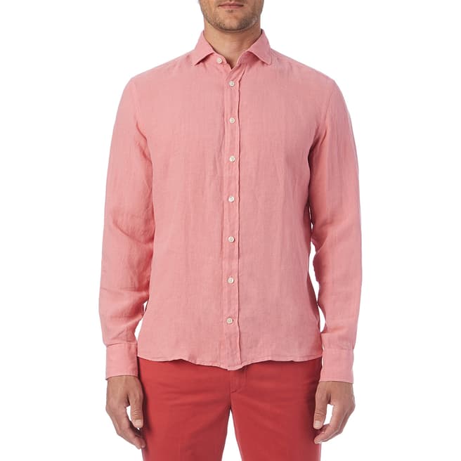 Hackett London Peach Garment Dye Linen Shirt