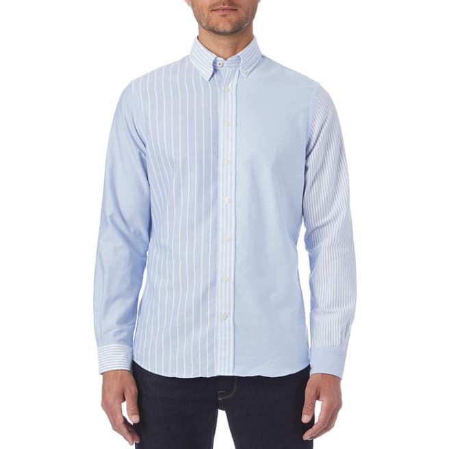 Hackett London Blue Multi Button Down Stripe Shirt