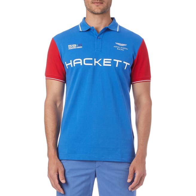 Hackett London Blue/Red AMR Wings Polo Shirt