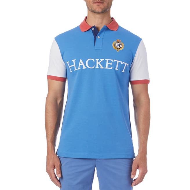 Hackett London Blue GB Logo Cotton Polo Shirt