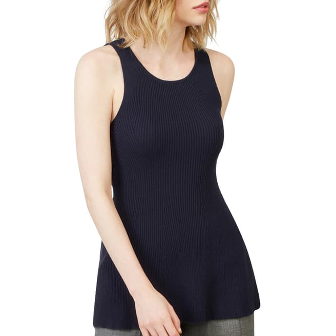Rodier Navy Ribbed Vest Top
