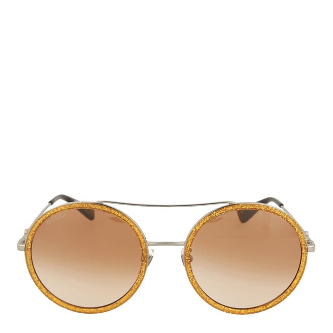 Gucci Women's Ruthenium Glitter Gold Gucci Sunglasses 56mm