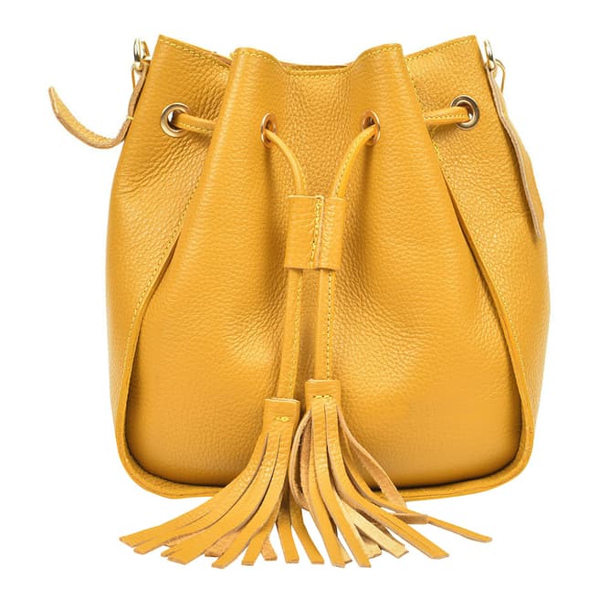 Carla Ferreri Yellow Leather Crossbody Bag 