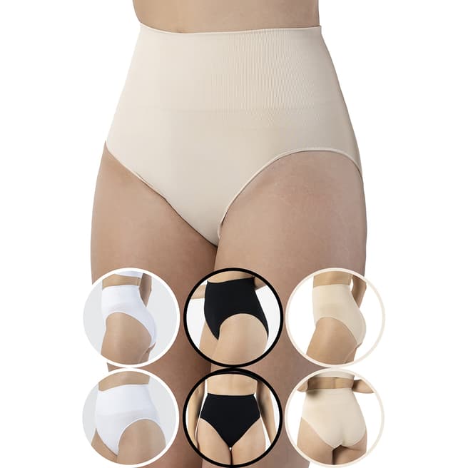 Formeasy 6 Pack 2 White  2 Black 2 Beige Seamless Shaping Brief