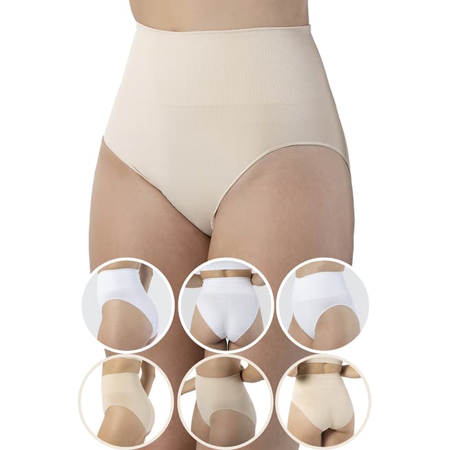 Formeasy 6 Pack 3 White 3 Beige  Seamless Shaping Brief