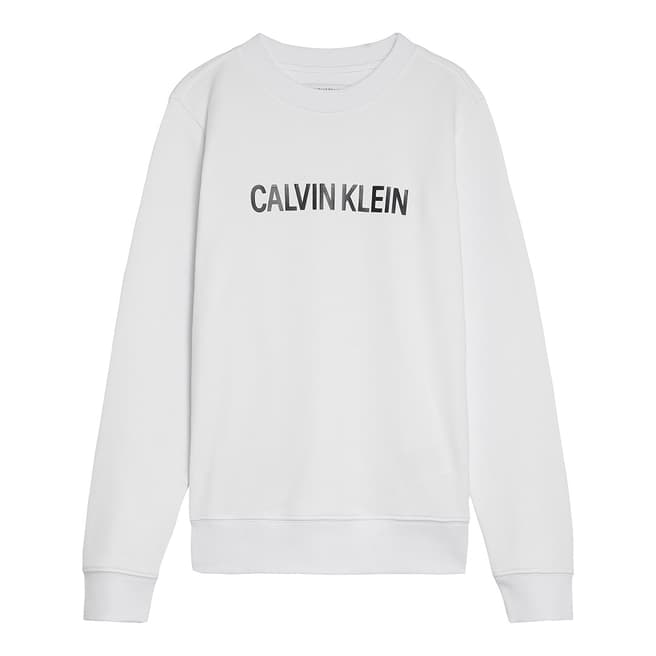 Calvin Klein Girl's Bright White Logo Terry Sweatshirt