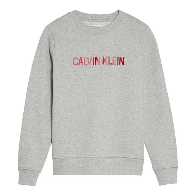 Calvin Klein Boy's Grey Logo Cotton Sweatshirt