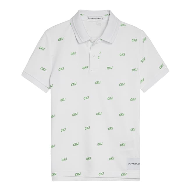 Calvin Klein Boy's Green All Over Logo Polo