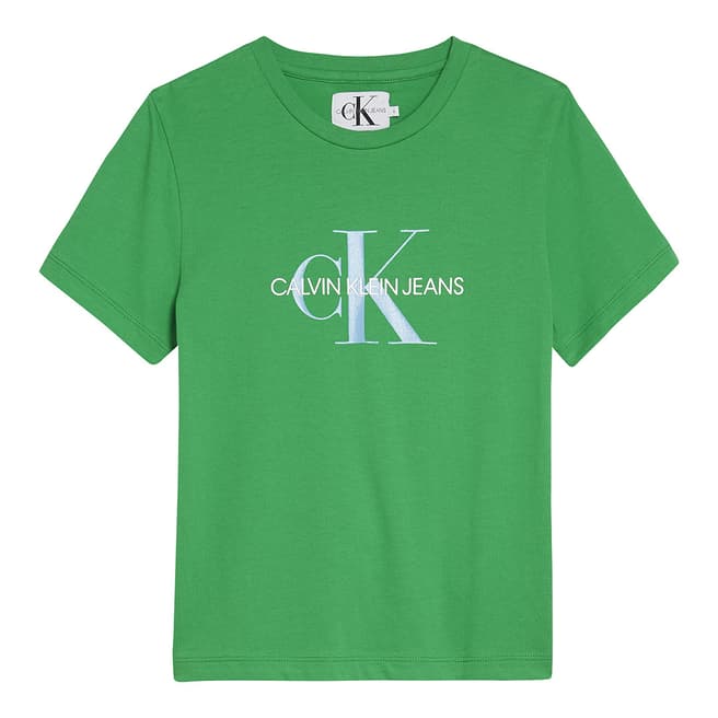 Calvin Klein Boy's Green Monogram Logo Tee